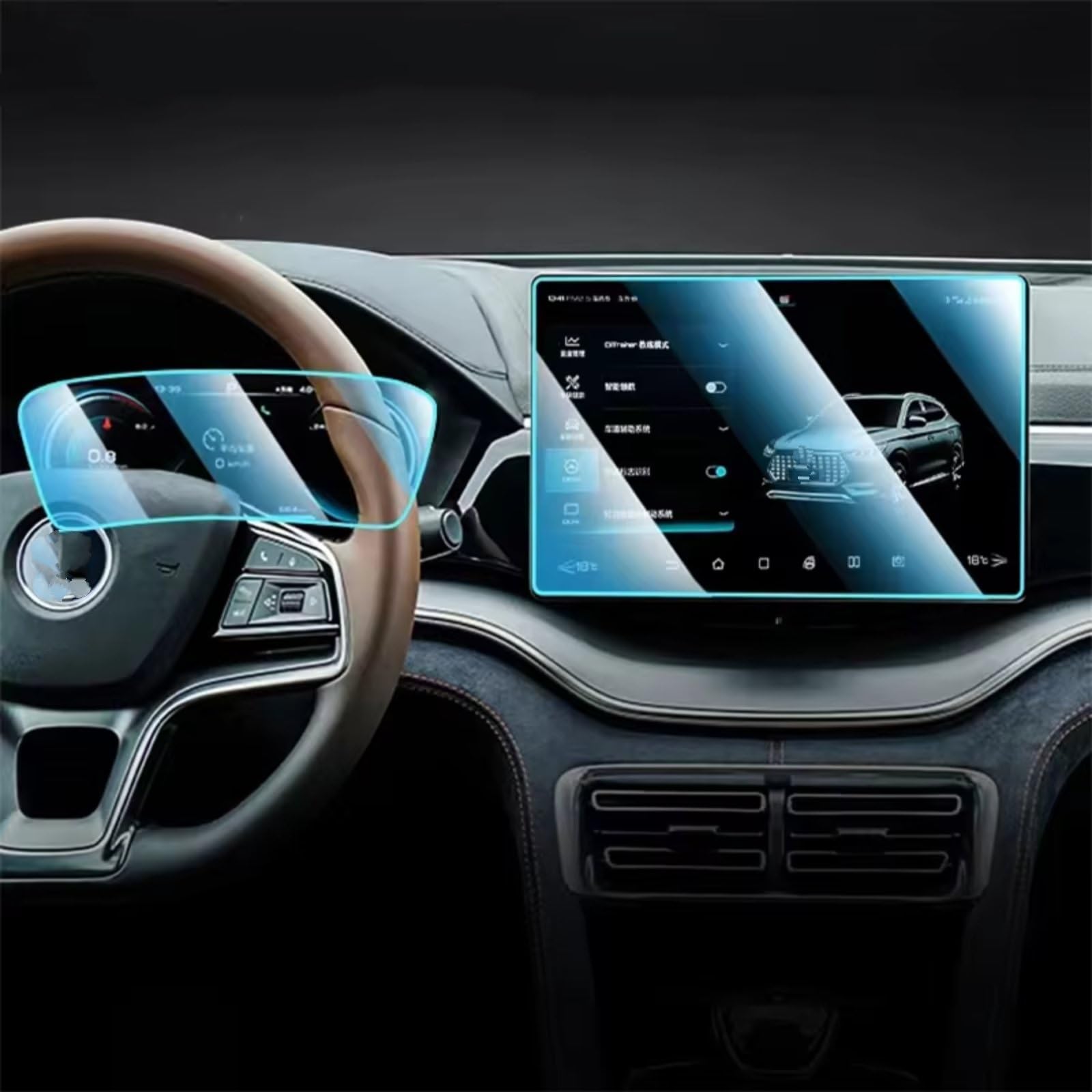 NATWEE Auto Navi-Schutzfolie Kompatibel Mit BYD Für Song Plus-dmi 2021 2022 2023, Auto-Infotainment, GPS-Navigation Und Armaturenbrett, Gehärtetes Glas, Displayschutzfolie(Dashboard and GPS) von NATWEE