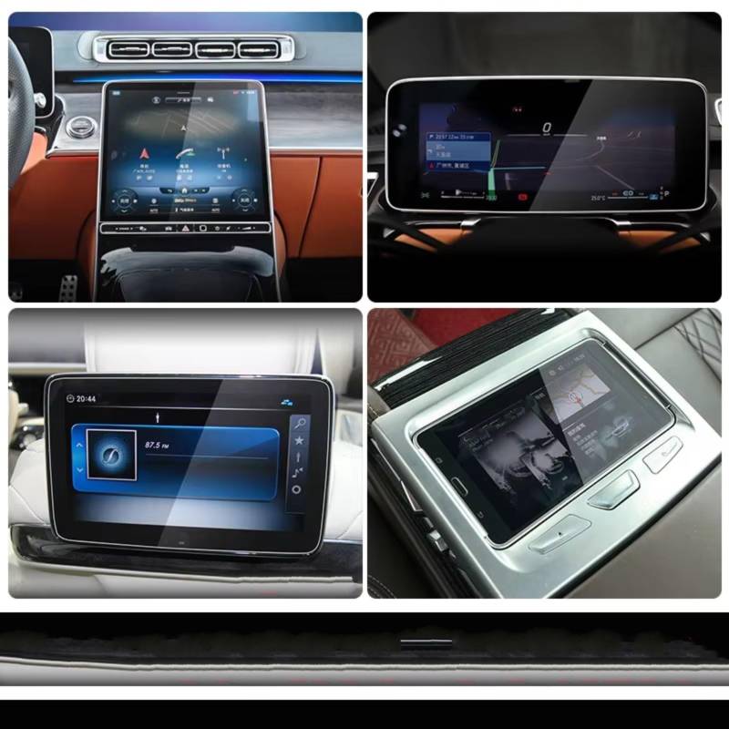 NATWEE Auto Navi-Schutzfolie Kompatibel Mit Benz Für S-Class W223 2021 12,8 Zoll Auto-Navigation, Gehärtetes Glas, Displayschutzfolie, Auto-Schutzfolie(Full Set) von NATWEE