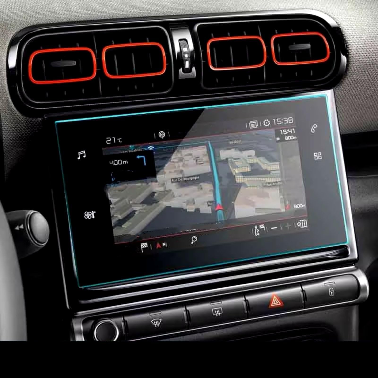 NATWEE Auto Navi-Schutzfolie Kompatibel Mit Citroen Für C3 Für Aircross 2021, Auto-Infotainment, GPS-Navigation, Kratzfester Displayschutz Aus Gehärtetem Glas(215x120mm) von NATWEE