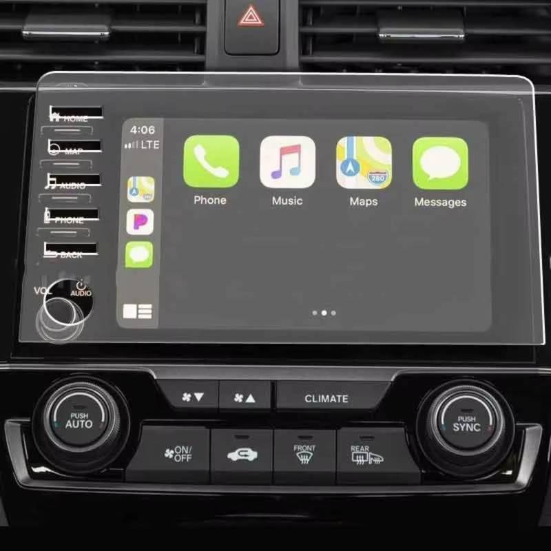 NATWEE Auto Navi-Schutzfolie Kompatibel Mit Civic 10th 2019 2020, Auto-Infotainment, GPS-Navigation, Gehärtetes Glas, Displayschutzfolie(5 Holes) von NATWEE