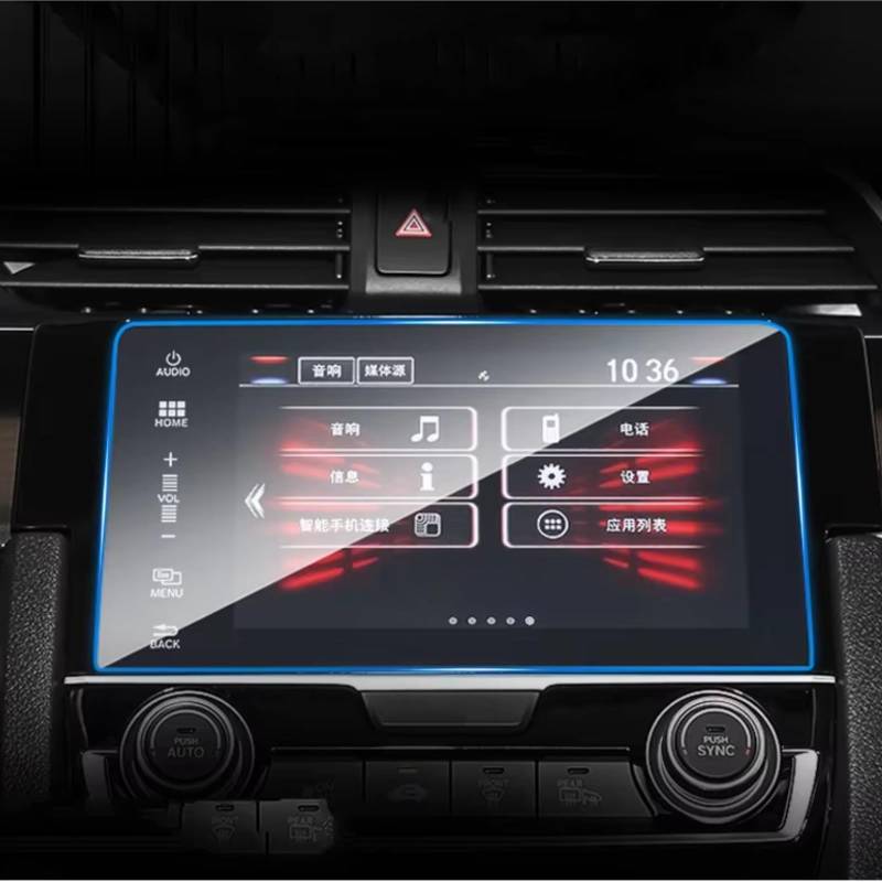 NATWEE Auto Navi-Schutzfolie Kompatibel Mit Civic 10th 2019 2020, Autozubehör, Infotainment, Navigation, Kratzfest, Displayschutzfolie Aus Gehärtetem Glas(5 Holes) von NATWEE