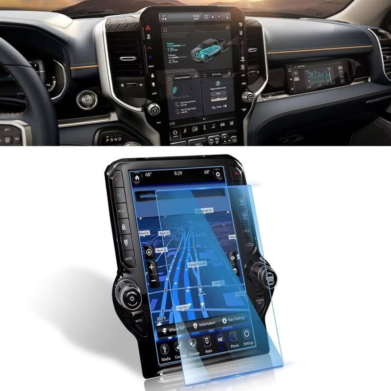 NATWEE Auto Navi-Schutzfolie Kompatibel Mit Dodge Für Ram 1500 2500 3500 TRX 023 2024 12-Zoll-LCD-Bildschirm Navigation GPS-Schutzzubehör Schutzfolie Aus Gehärtetem Glas von NATWEE