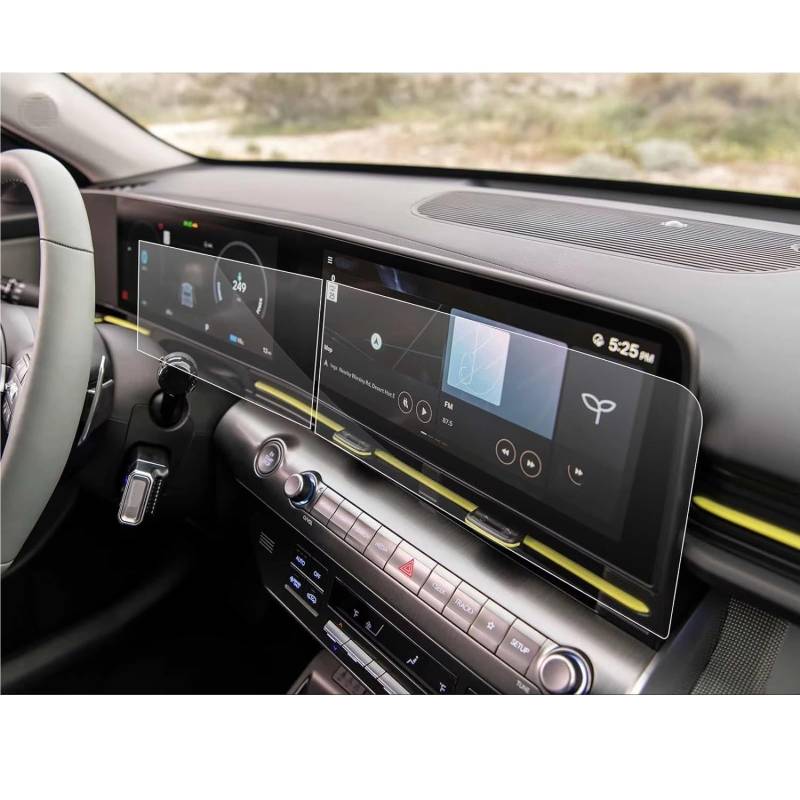 NATWEE Auto Navi-Schutzfolie Kompatibel Mit Hyundai Für Kona 2024 Auto 12,3 Zoll GPS-Navigationszentrum Und Armaturenbrett PET-Displayschutzfolie Zubehör von NATWEE