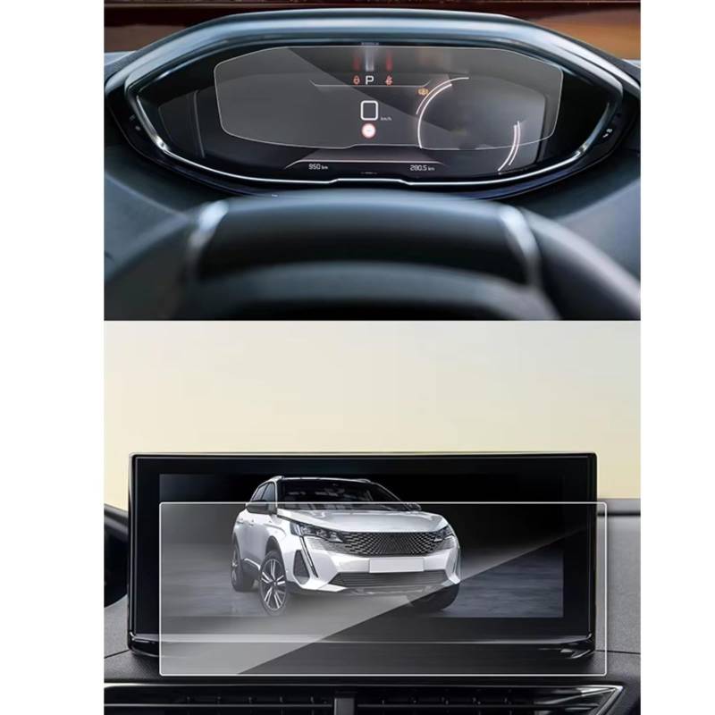 NATWEE Auto Navi-Schutzfolie Kompatibel Mit Peugeot Für 5008 3008 2021 2022 2023, Auto-LCD-Infotainment, GPS-Navigation, Gehärtetes Glas Und Armaturenbrett-Displayschutzfolie(Dashboard and GPS) von NATWEE