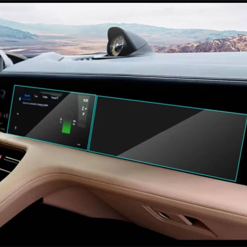 NATWEE Auto Navi-Schutzfolie Kompatibel Mit Porsche Für Taycan 2020 2021 2022, Auto-GPS-Navigation, Gehärtetes Glas Und Kratzfeste Displayschutzfolie Für Das Armaturenbrett(Multimedia 2pcs) von NATWEE