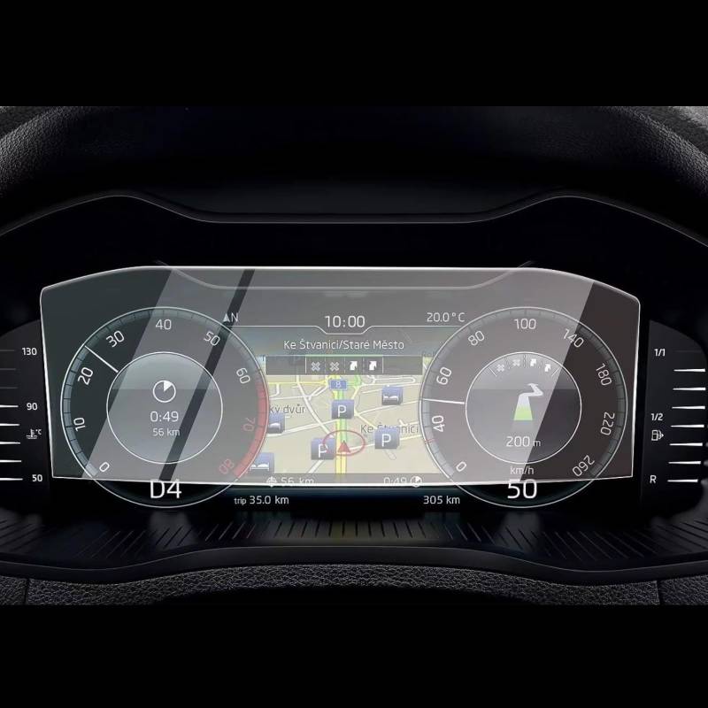 NATWEE Auto Navi-Schutzfolie Kompatibel Mit Skoda Für Karoq Für Kamiq 2019 2020 2021 2022 Auto 10,25 Zoll Navigations-Armaturenbrett Anti-Kratz-Displayschutzfolie Aus Gehärtetem Glas von NATWEE