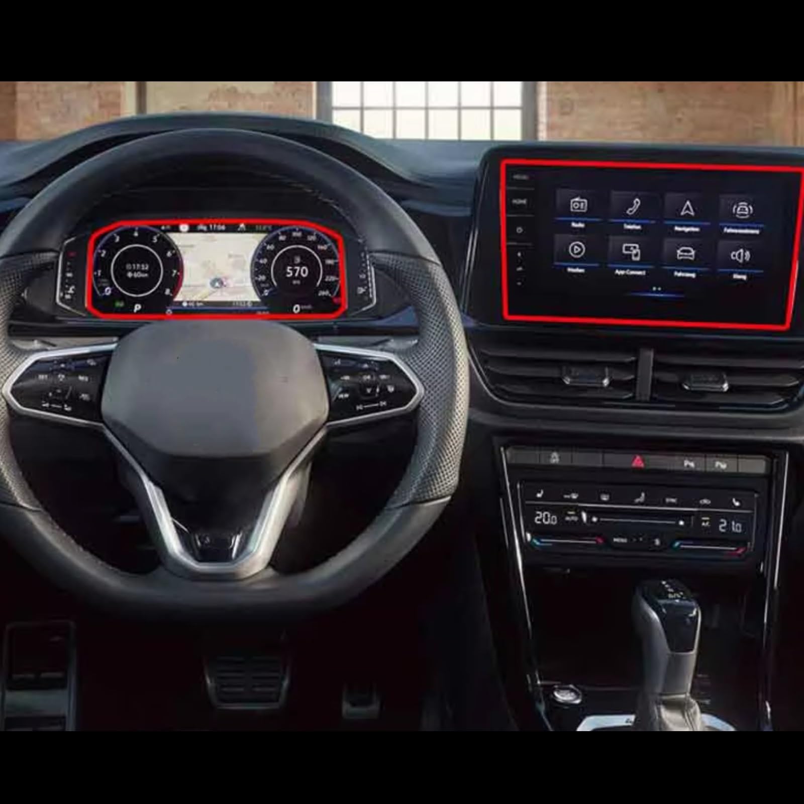 NATWEE Auto Navi-Schutzfolie Kompatibel Mit VW Für T-ROC 2022, Auto-Infotainment, GPS-Navigation, Anti-Fingerabdruck-Schutzfolie Aus Gehärtetem Glas(Dashboard and GPS) von NATWEE