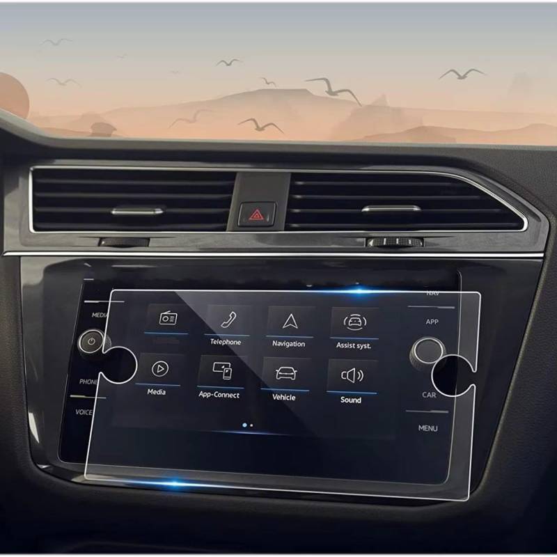 NATWEE Auto Navi-Schutzfolie Kompatibel Mit VW Für Tiguan 2018 2019 2020 2021 2022 2023 Auto-Hartglasfolie HD Clear 8 Zoll GPS-Navigations-Displayschutzfolie von NATWEE