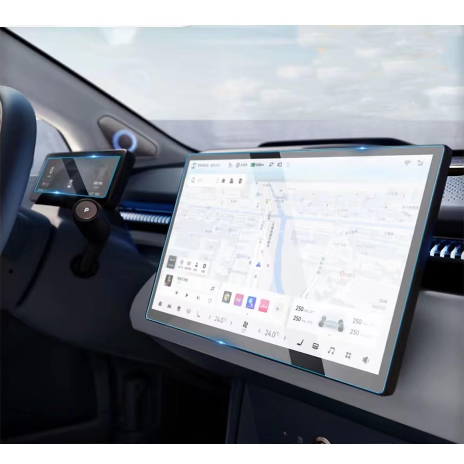 NATWEE Auto Navi-Schutzfolie Kompatibel Mit Zeekr Für X 2023, Auto-Infotainment, GPS-Navigation Und Armaturenbrett-Schutzfolie Aus Gehärtetem Glas(GPS) von NATWEE