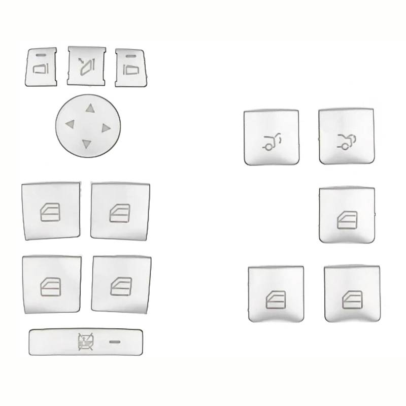NATWEE Knopf Abdeckung Aufkleber Kompatibel Mit Benz Für B-Klasse 2012 2013 2014 2015 2016 Fensterglas-Hebeknopf-Verkleidungsaufkleber Knopfaufkleber Innenzubehör von NATWEE