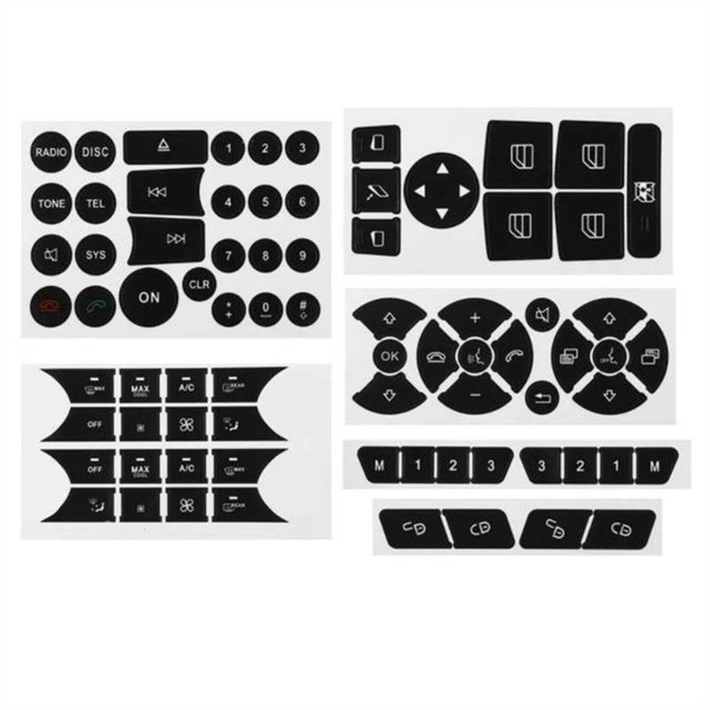 NATWEE Knopf Abdeckung Aufkleber Kompatibel Mit Mercedes Für Benz Für W204 C300 2007–2014, Auto-Klimaanlage, AC-Steuerung, Radio-Armaturenbrett, Knopf-Reparatur-Aufkleber, Zieraufkleber von NATWEE