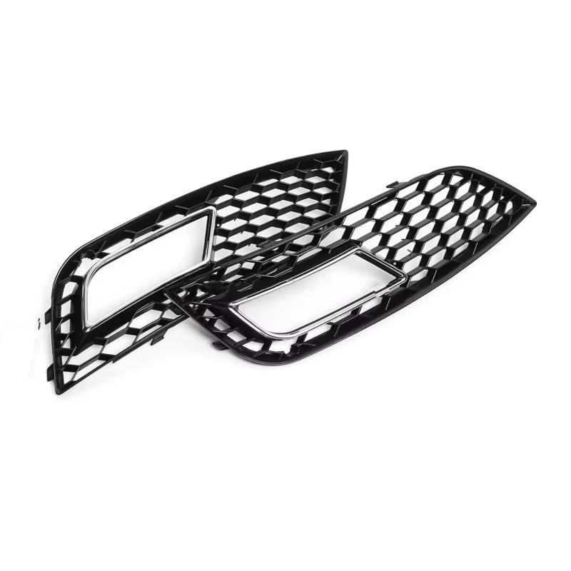 NATWEE Nebelscheinwerfer-Grill Kompatibel Mit A4 Für B8.5 2013–2016 Für RS4 Frontstoßstange Nebelscheinwerfergitter Honeycomb Mesh Nebelscheinwerfergitter 1 Paar Grillabdeckung(Chrome Silver) von NATWEE