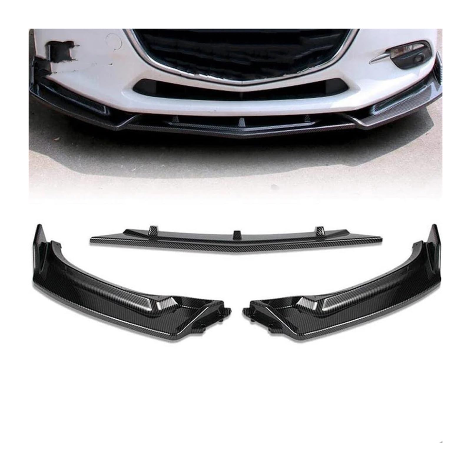 Auto Frontlippe Frontspoiler 3 Stücke Für Mazda 3 Für Axela 2014 2015 2016 2017 2018 Auto Vorderen Stoßfänger Spoiler Lip Body Kit Stoßstange Diffusor Schutz(Matt-schwarz) von NAUTIG