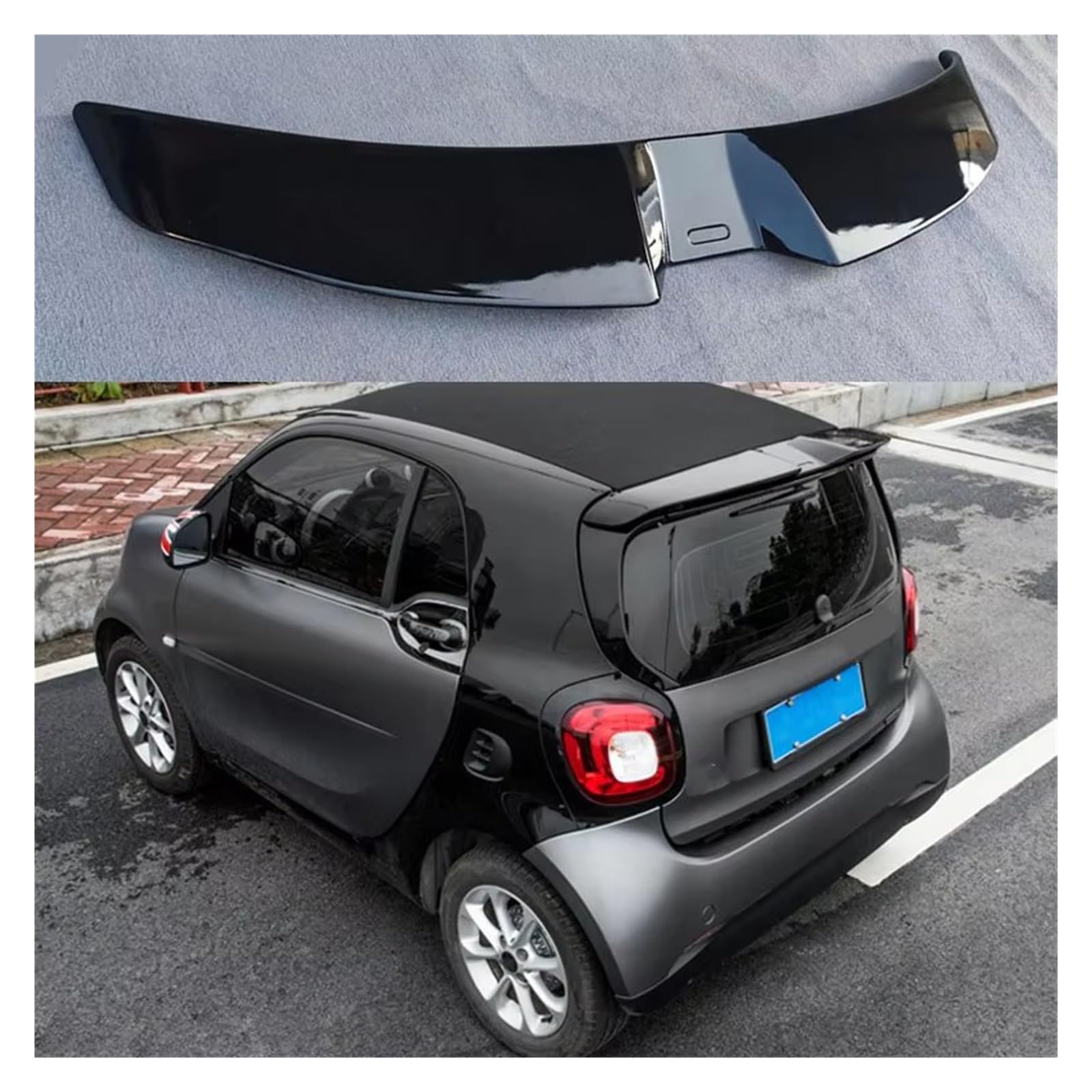 Heckflügel Für Benz Für Smart Für Fortwo Für Fourfour 453 Spoiler ABS Kunststoff Unlackiert Primer Farbe Hinten Trunk-Boot Flügel Sport Spoiler Heckspoiler(ABS Unpainted) von NAUTIG