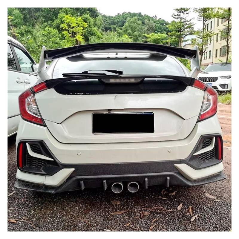 Heckflügel Für Civic Fließheck 2017 2018 2019 2020 Auto Stamm Spoiler ABS Auto Hinten Stamm Flügel Zubehör Spoiler Heckspoiler(Black and White) von NAUTIG