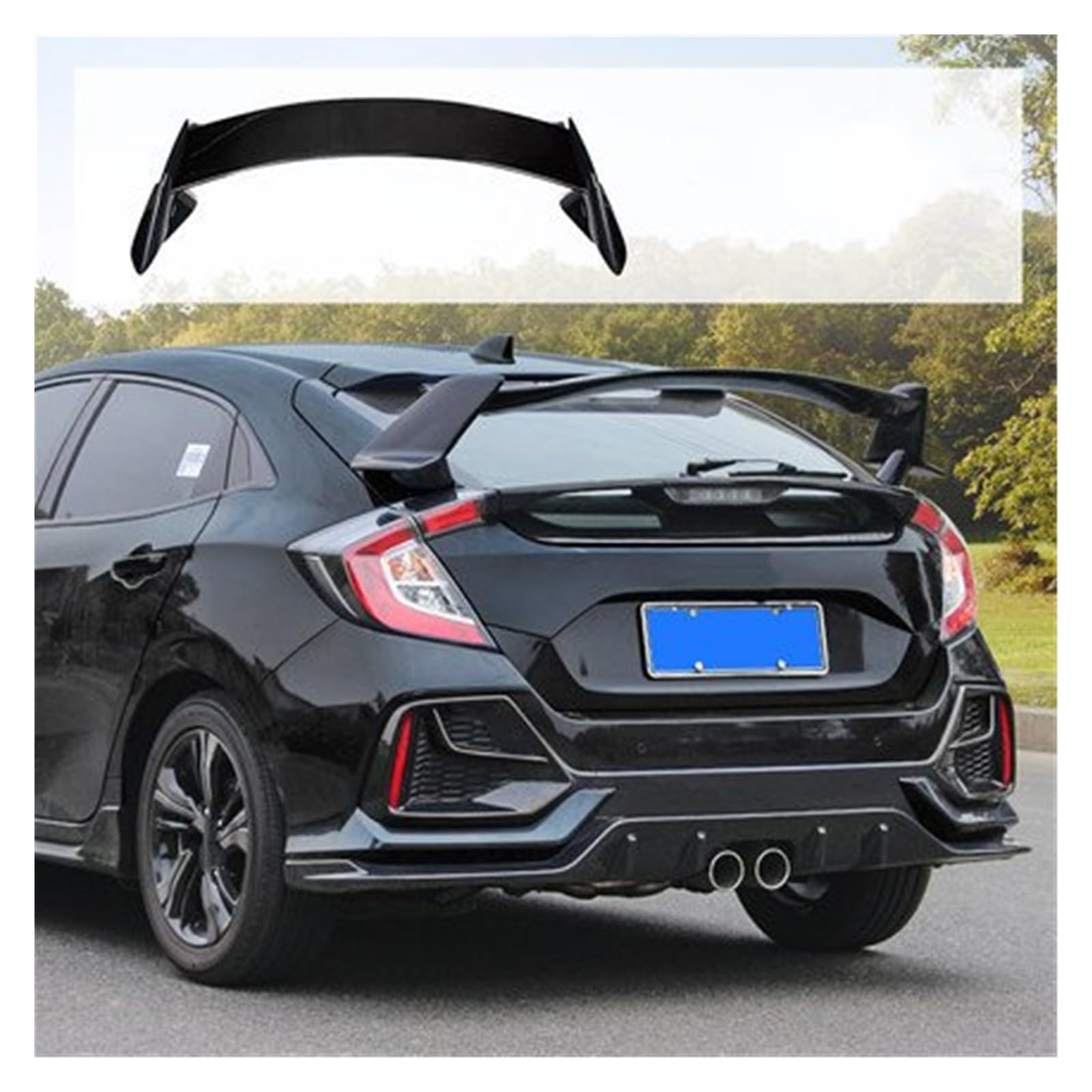 Heckflügel Für Civic Fließheck Spoiler 2016 2017 2018 2019 2020 ABS Kunststoff Unlackiert Primer Farbe Hinten Trunk-Boot Flügel Lip Spoiler Auto Zubehör Heckspoiler(Gloosy Black) von NAUTIG