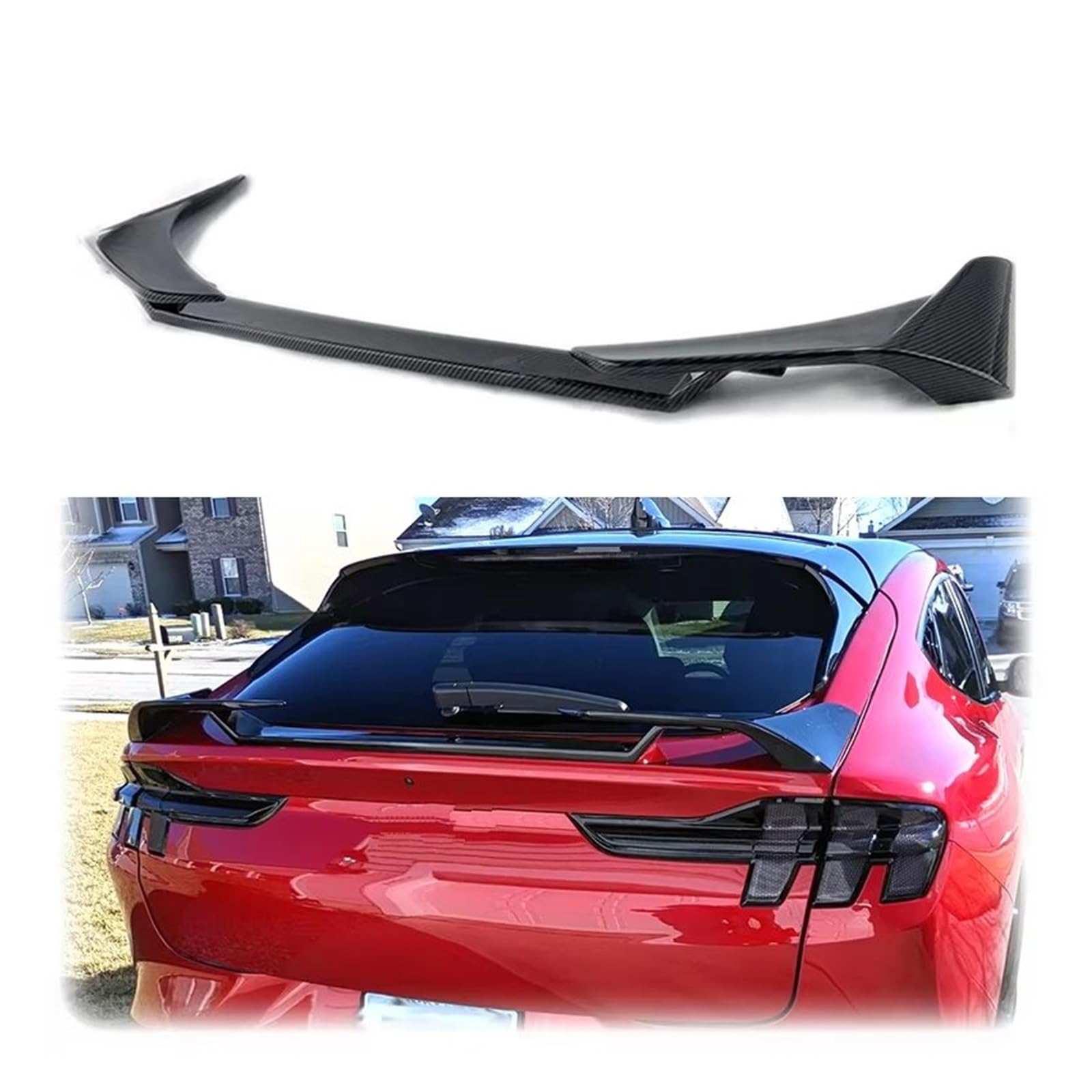 Heckflügel Für Ford Für Mustang Für Mach-E 2021 2022 2023 2024 Sport Stil 3 Teile ABS Heckflügel Spoiler Glänzend Schwarz Oder Carbon Look Body Kit Heckspoiler(Glossy Black) von NAUTIG