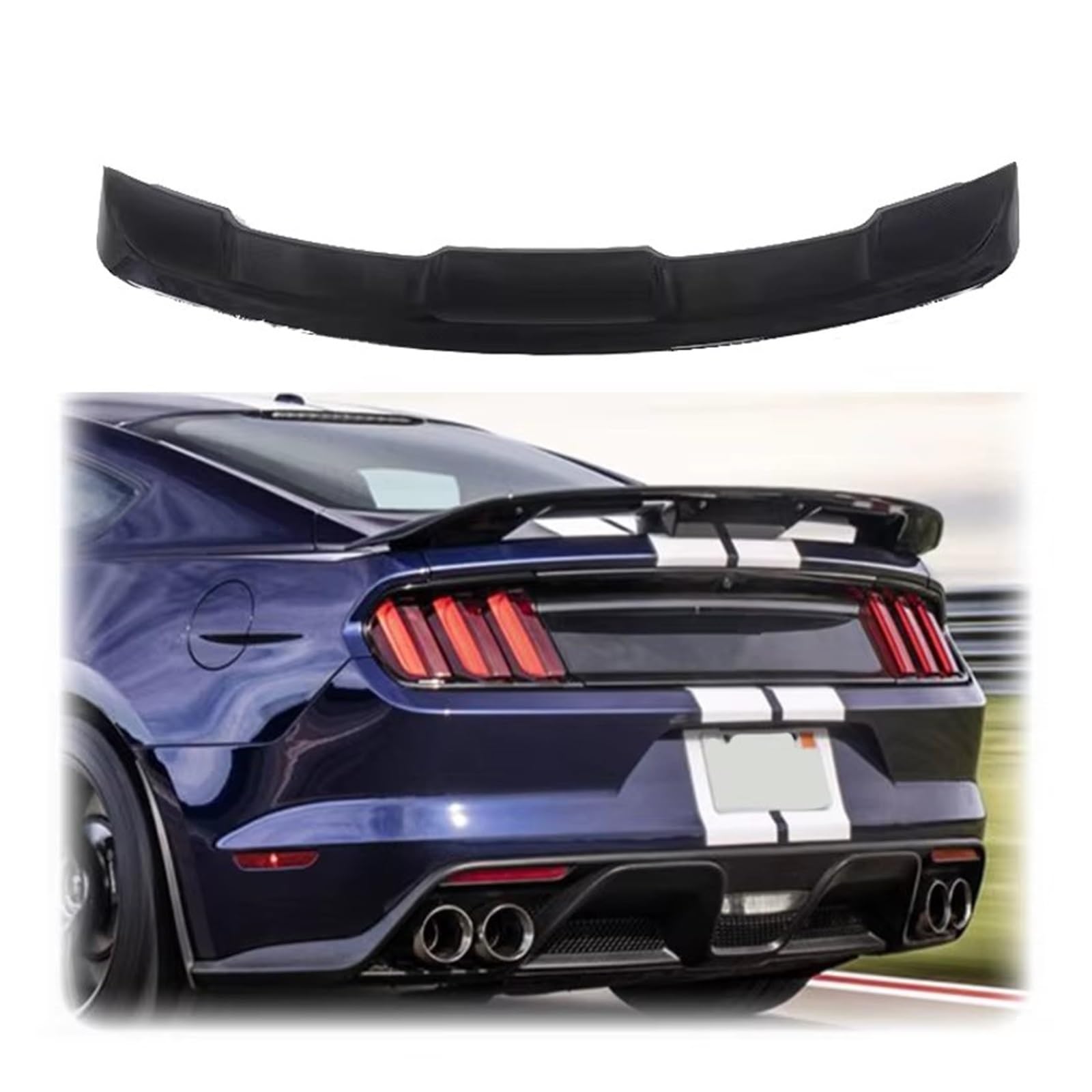 Heckflügel Für Mustang Spoiler GT500 2015–2022 ABS-Material Heckspoiler Von Glossy Black DIY Carbon Fiber Heckspoiler(Kohlefaser-Optik) von NAUTIG