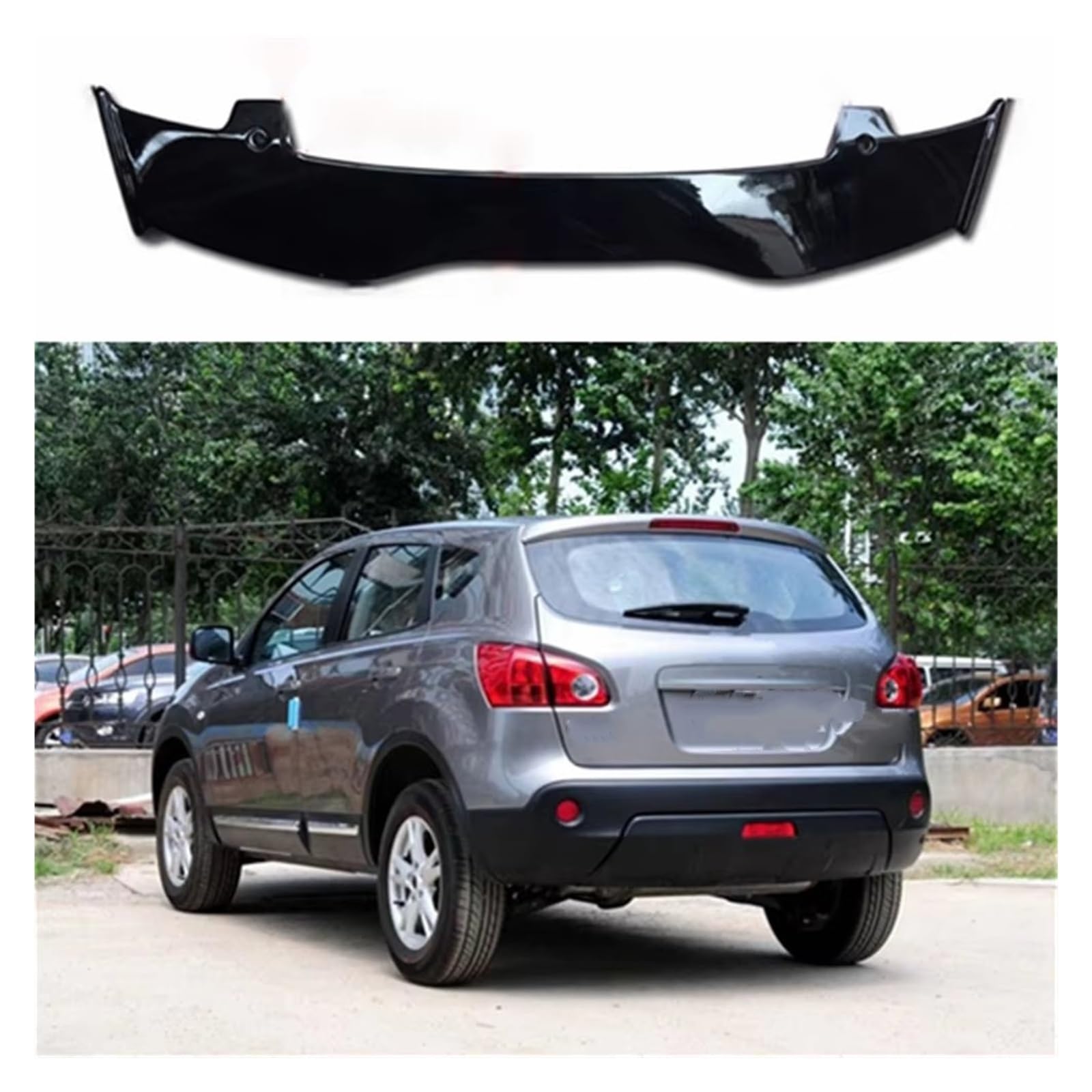 Heckflügel Für Nissan Für Qashqai 2008-2015 Spoiler ABS Kunststoff Carbon Look Fließheck Dach Hinten Flügel Körper Kit Zubehör Heckspoiler(Bright Black) von NAUTIG