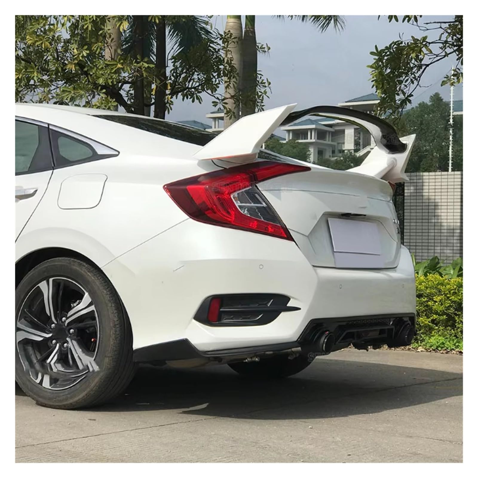 Heckflügel Heckspoilerflügel Für Civic 10. Generation Limousine 2016 2017 2018 2019 2020 Heckspoilerlippe Heckspoiler(Pearl White Black) von NAUTIG