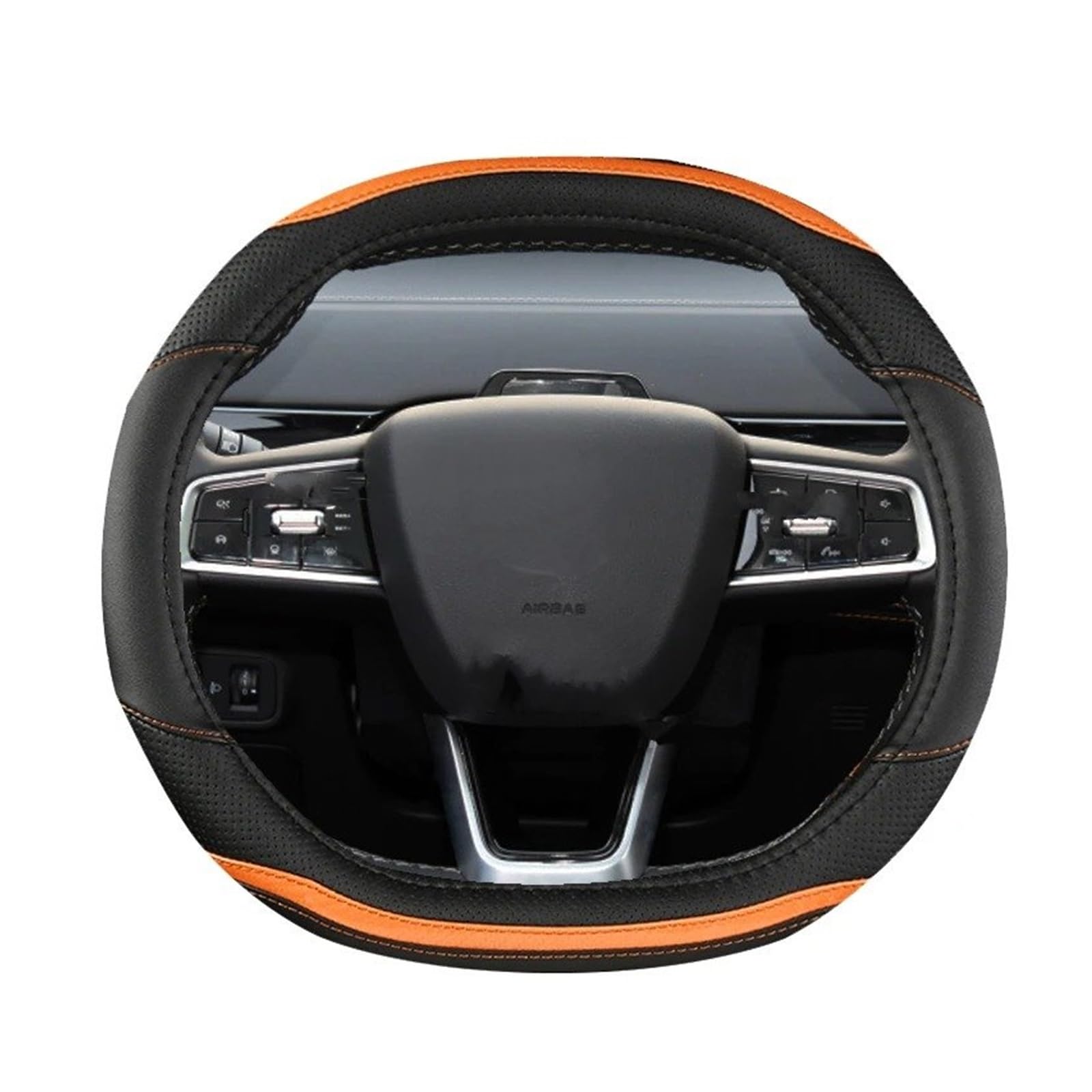 Lenkradbezug Für Changan Für UNIK Für UNIV Für Uni-K Für Uni-V 2020 2021 2022 Auto Lenkrad Abdeckung Carbon Faser PU Leder Auto Zubehör Auto Lenkradabdeckung(A- Orange) von NAUTIG