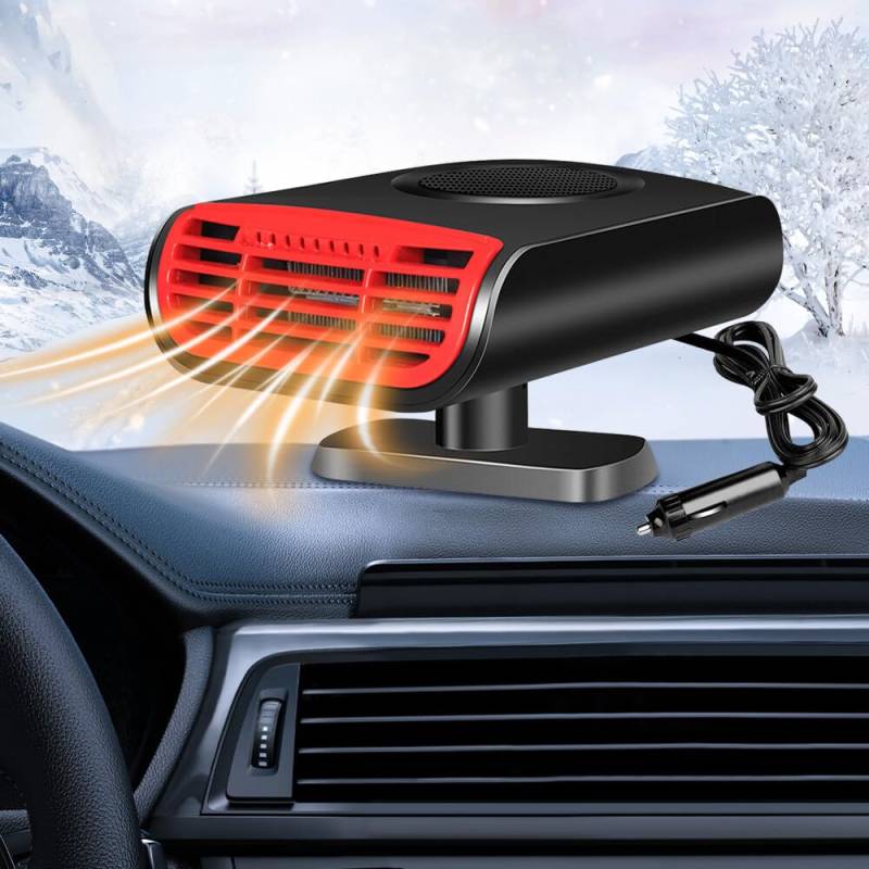 NAVESO 12V Autoheizung, Auto Heizlüfter, Tragbare Autoheizung Anti-Beschlag Windschutzscheibe Defroster, DASS Plug-In-Zigarettenanzünder, 360° Drehbar, Mini-Auto-Heizung Fan, Schnelles Aufheizen von NAVESO