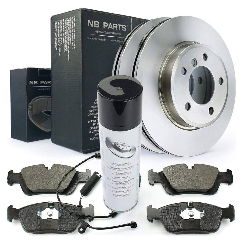 Bremsen/Bremsscheiben + Bremsbeläge + Warnkontakt vorne + Bremsenreiniger NB PARTS GERMANY 10046458 von NB PARTS