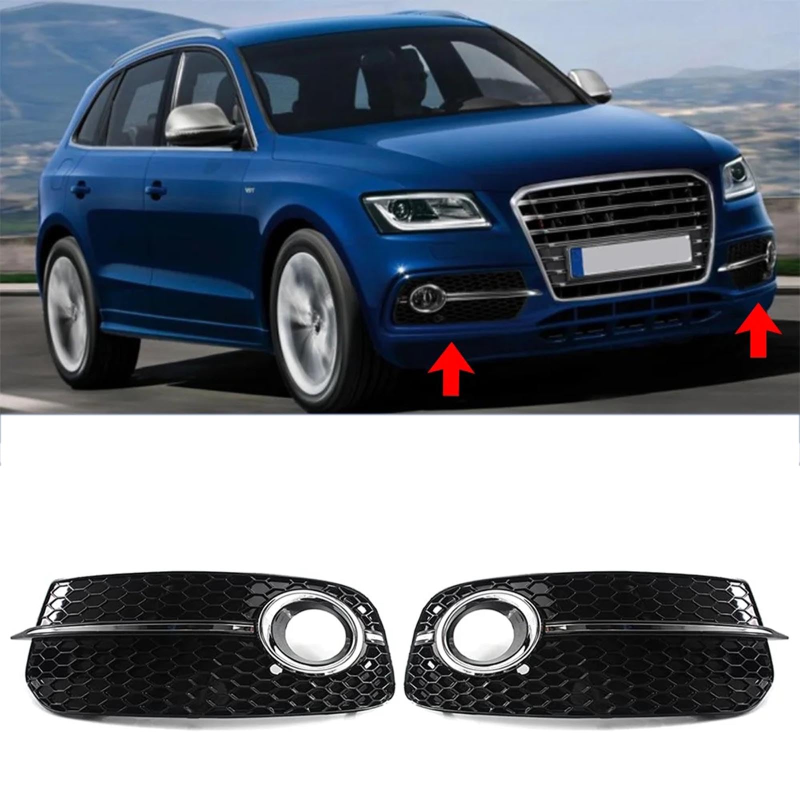 2 stücke Auto Front Nebel Licht Abdeckung Honeycomb Grille Grill Für Audi Q5 2013 2014 2015 2016 ABS Außen Zubehör von NBAYL