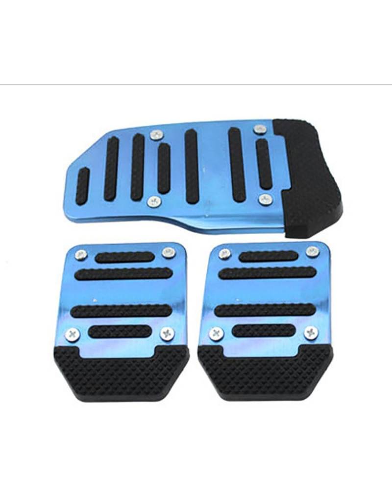 Auto Pedal Aluminium-Pedalabdeckung Für Automatikgetriebe Universelles Brems-/Kraftstoff-/Gas-Fußpolster-Set Rot/Blau/Silber rutschfeste Werkzeuge bremspedal(Manual Blue Set) von NBHGFF