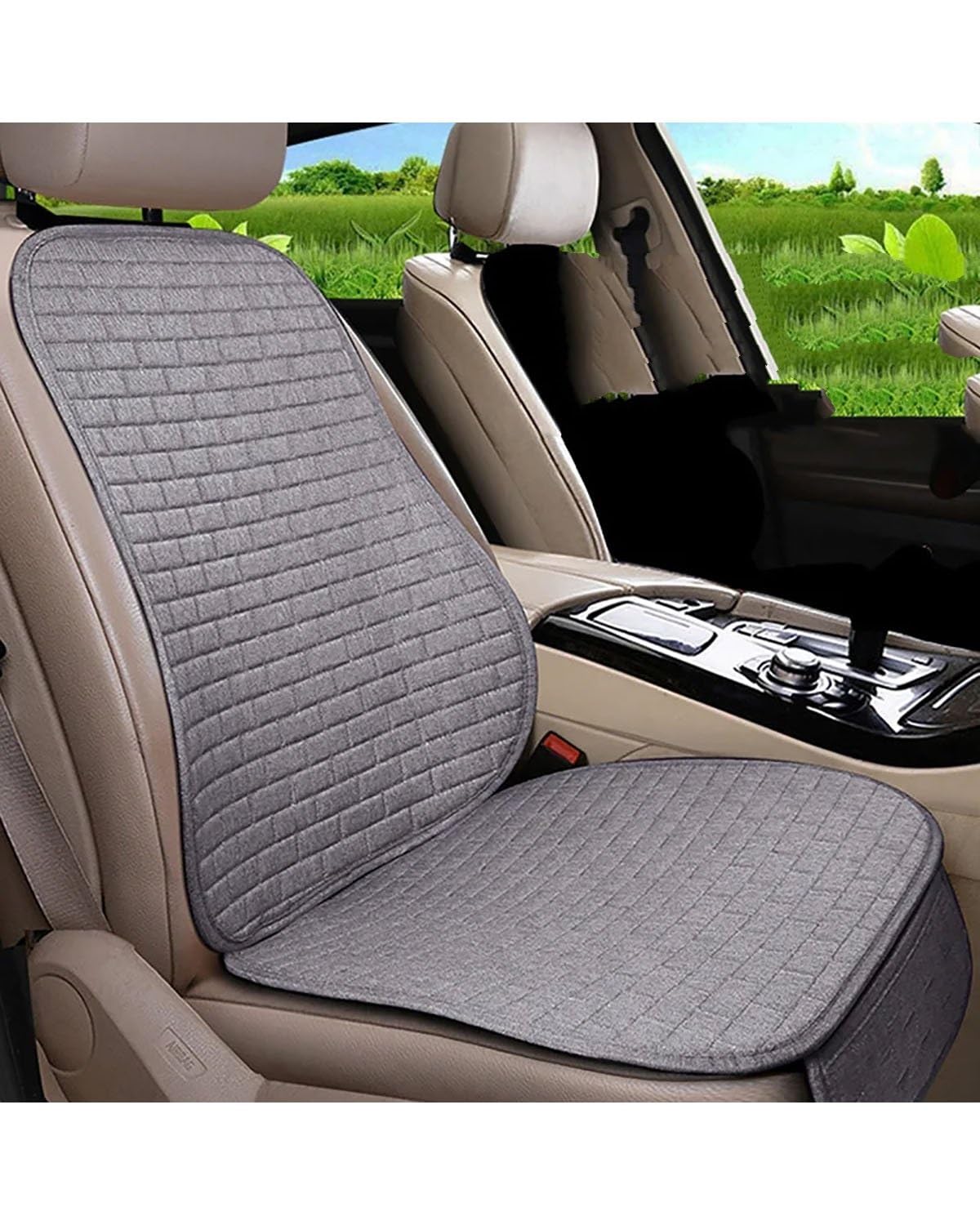 Auto Sitzauflagen Auto Flachs Sitzkissen Protector Pad Auto Sitz Abdeckung Vorne/Hinten Sitz Abdeckung Automobil Kissen Pad Matte Rückenlehne Auto Accessori Sitzbezüge Sitzauflagen(-04-Grey Front-1pcs von NBHGFF