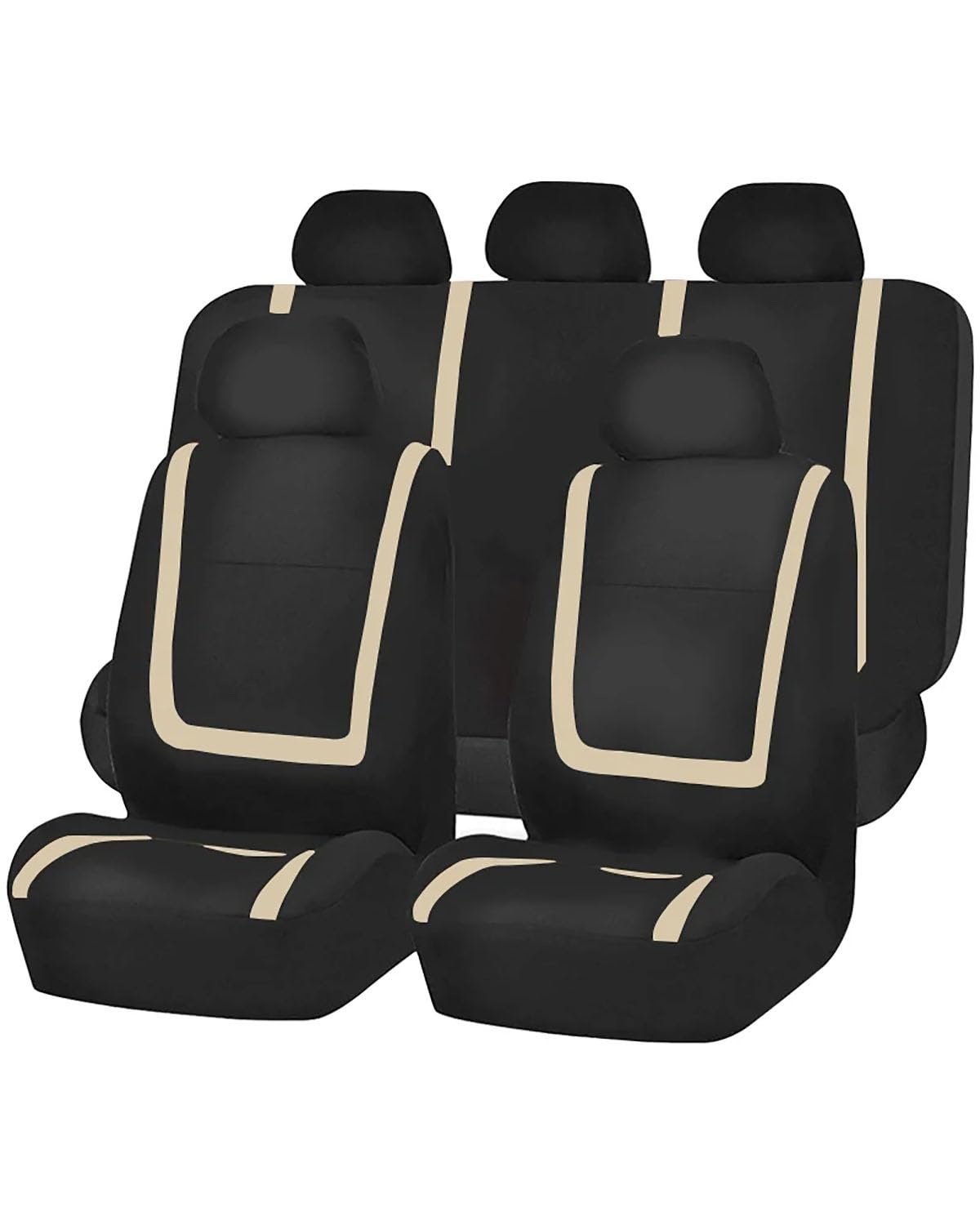 Auto Sitzauflagen Komplettes Set Autositzbezug Stoff Universal Polyester Atmungsaktiv Waschbar Geeignet Für Auto LKW Van SUV Autozubehör Innenausstattung Sitzbezüge Sitzauflagen(-03-Beige 5 Seat) von NBHGFF