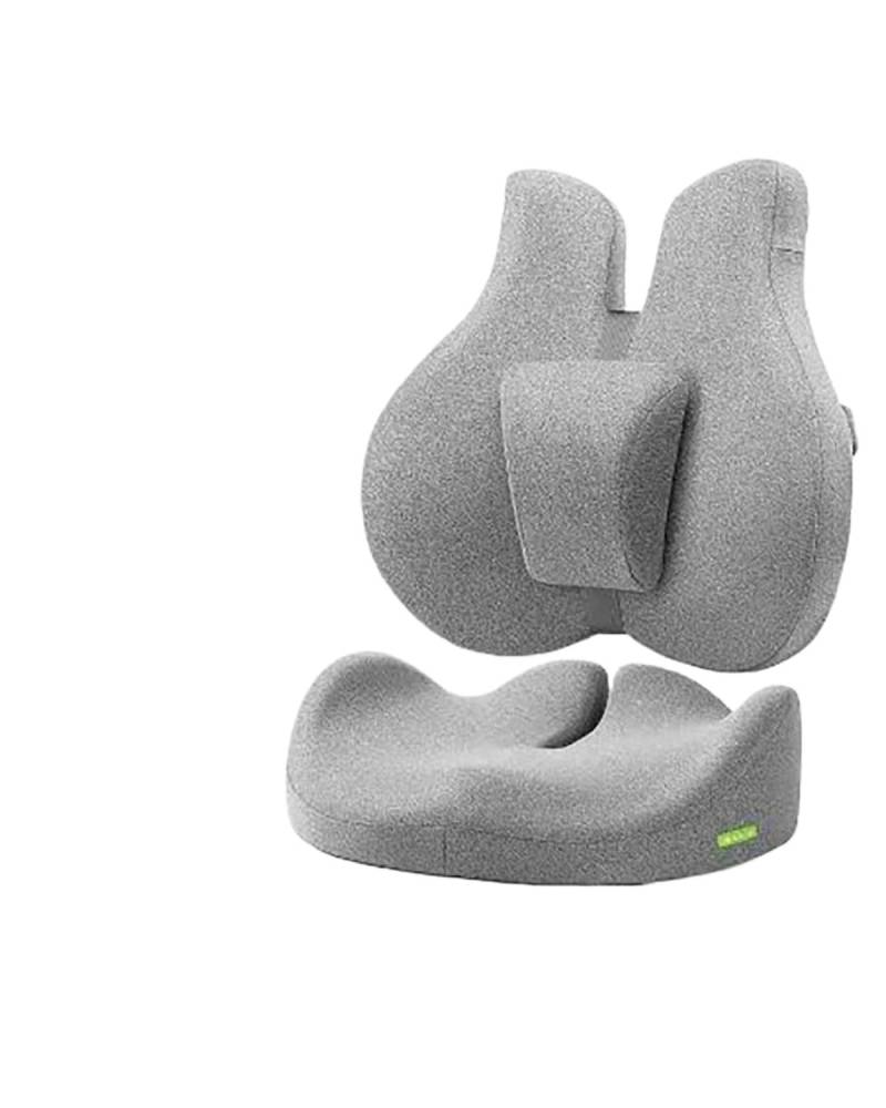 Auto Sitzauflagen Memory Foam Bürostuhlkissen Autositzstütze Taillenkissen Massage Lendenwirbelsäule Orthopädisches Kissen Gesäß Steißbeinkissen Rückenpolster Sitzbezüge Sitzauflagen(-05-Grey set) von NBHGFF