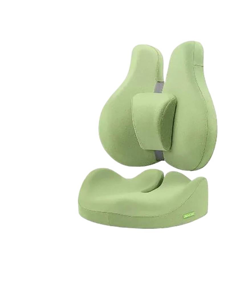 Auto Sitzauflagen Memory Foam Bürostuhlkissen Autositzstütze Taillenkissen Massage Lendenwirbelsäule Orthopädisches Kissen Gesäß Steißbeinkissen Rückenpolster Sitzbezüge Sitzauflagen(-06-Green set) von NBHGFF