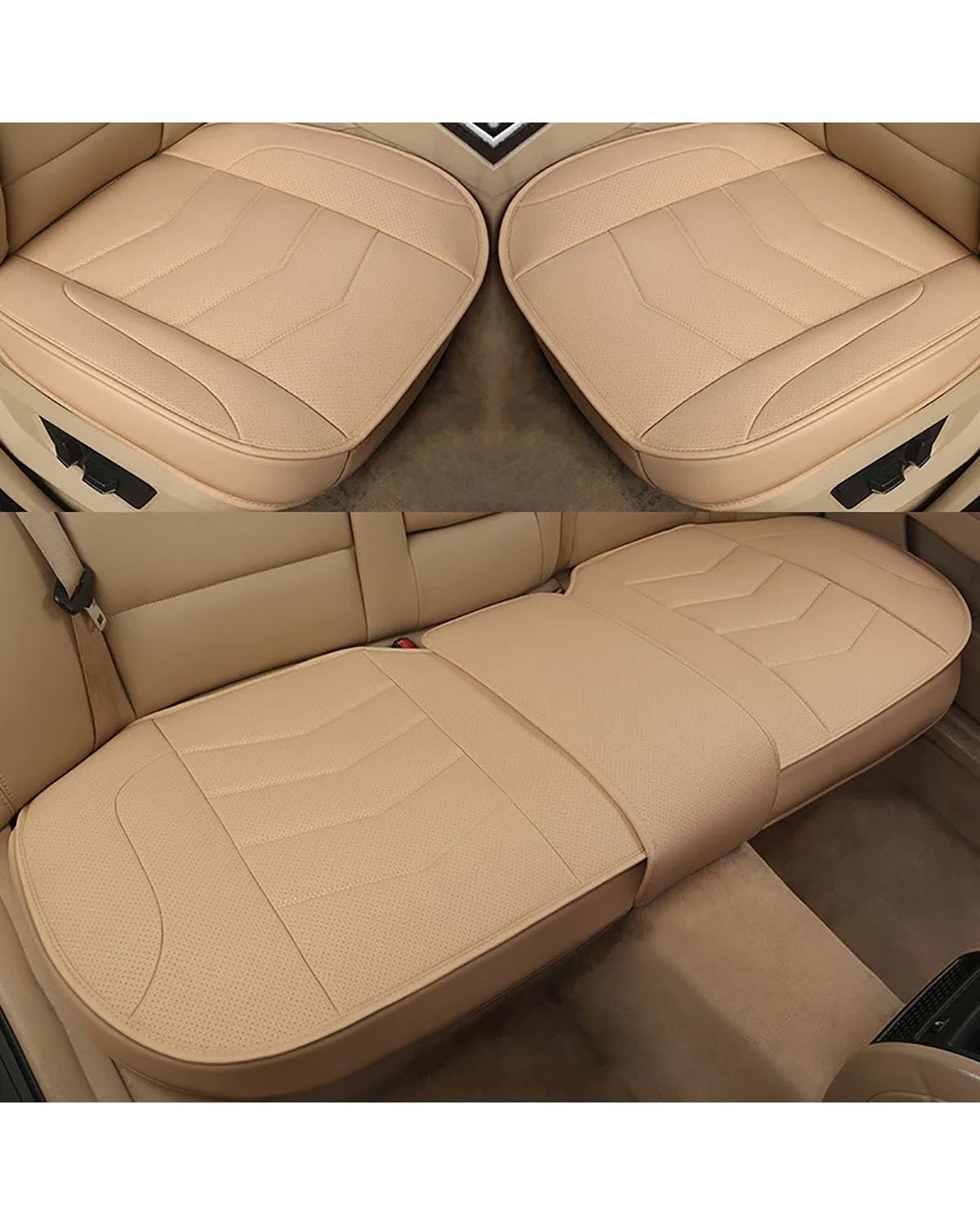 Auto Sitzauflagen Universal Auto Sitz Abdeckung Atmungsaktive PU Leder Pad Matte Für Auto Stuhl Kissen Auto Vordersitz Abdeckung Vier Jahreszeiten Anti Slip Matte Sitzbezüge Sitzauflagen(-01-Beige 1 s von NBHGFF