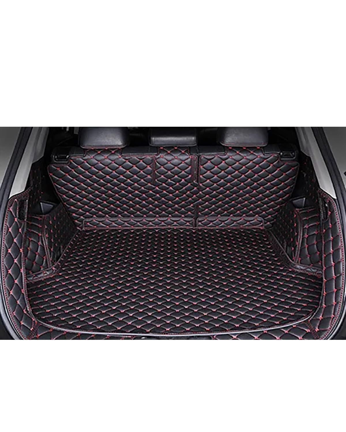 Boot Mat Für Cayenne 2006 2007 2008 2009 2010 Cargo-Liner Teppich Innen Teile Zubehör Kofferraum Matte Kofferraummatte(Black with red) von NBHGFF