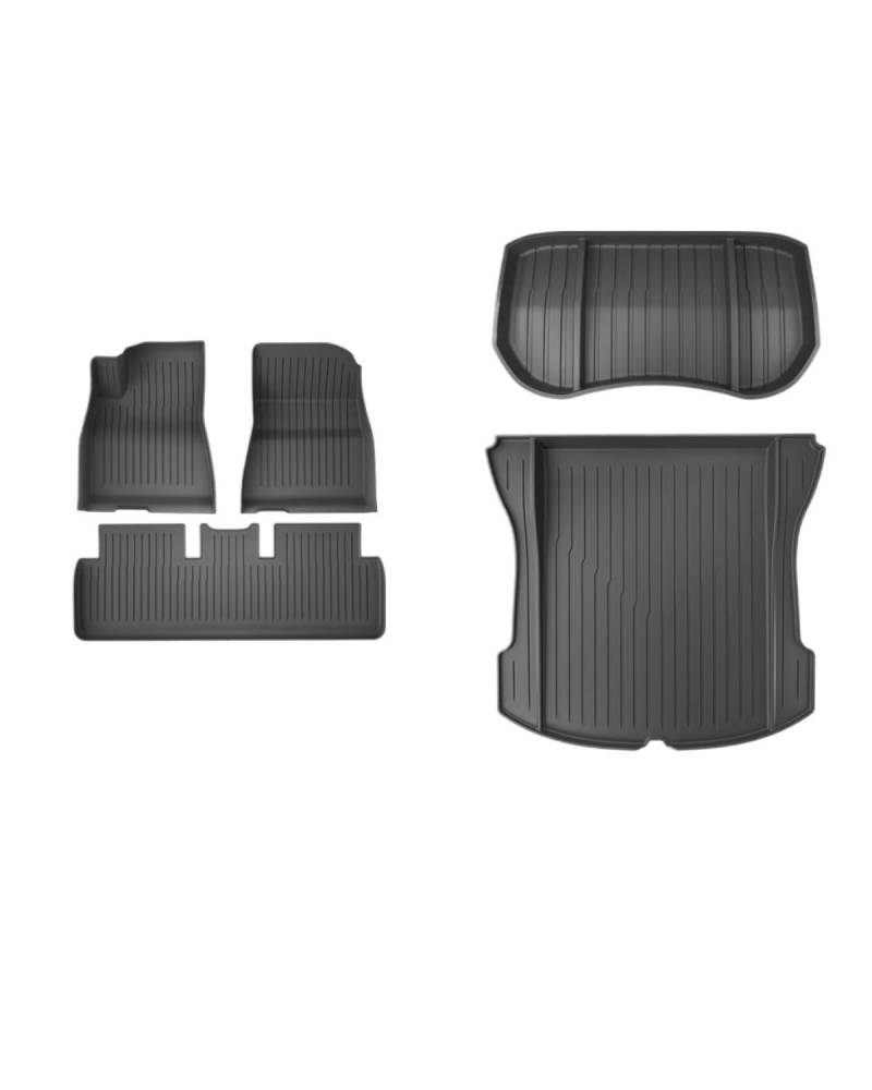 Boot Mat Für Teslaes Für Modell 3 Für Modell Für Y TPE wasserdichte Tragen-beständig Fuß Pad Auto Modifikation Zubehör Vorne Und Hinten Stamm Matte Kofferraummatte(M3 LHD 5pcs) von NBHGFF