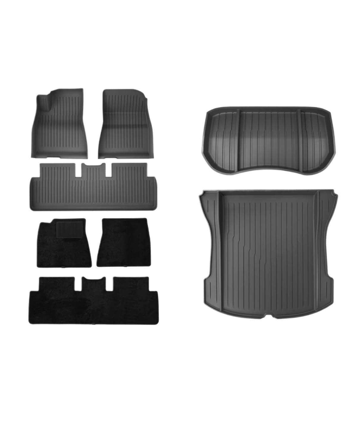 Boot Mat Für Teslaes Für Modell 3 Für Modell Für Y TPE wasserdichte Tragen-beständig Fuß Pad Auto Modifikation Zubehör Vorne Und Hinten Stamm Matte Kofferraummatte(M3 LHD 8pcs) von NBHGFF