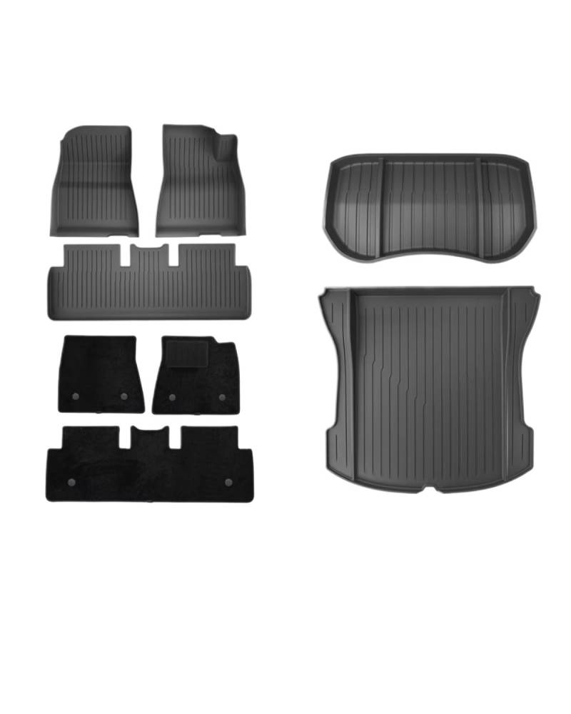 Boot Mat Für Teslaes Für Modell 3 Für Modell Für Y TPE wasserdichte Tragen-beständig Fuß Pad Auto Modifikation Zubehör Vorne Und Hinten Stamm Matte Kofferraummatte(M3 RHD 8pcs) von NBHGFF