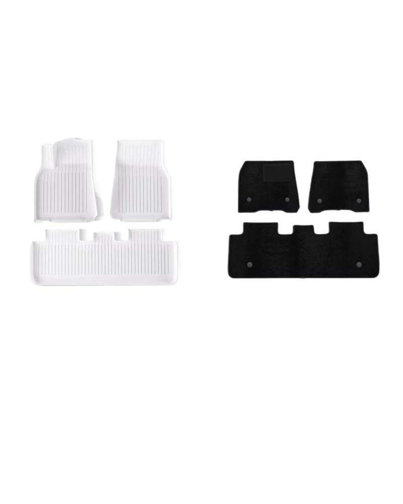 Boot Mat Für Teslaes Für Modell 3 Für Modell Für Y TPE wasserdichte Tragen-beständig Fuß Pad Auto Modifikation Zubehör Vorne Und Hinten Stamm Matte Kofferraummatte(My LHD 6pcs White) von NBHGFF