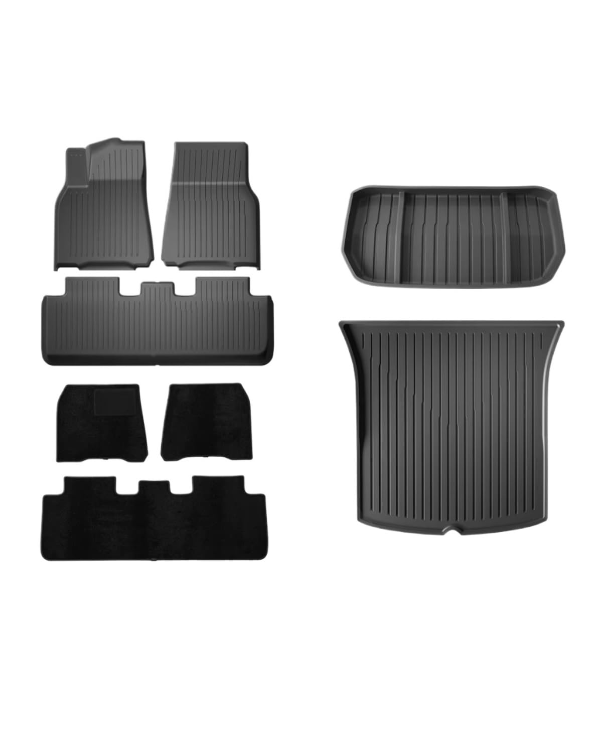 Boot Mat Für Teslaes Für Modell 3 Für Modell Für Y TPE wasserdichte Tragen-beständig Fuß Pad Auto Modifikation Zubehör Vorne Und Hinten Stamm Matte Kofferraummatte(My LHD 8pcs) von NBHGFF