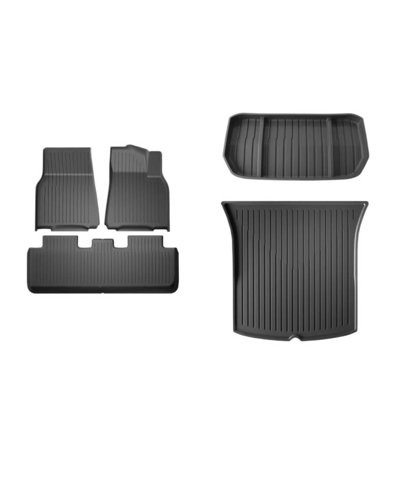 Boot Mat Für Teslaes Für Modell 3 Für Modell Für Y TPE wasserdichte Tragen-beständig Fuß Pad Auto Modifikation Zubehör Vorne Und Hinten Stamm Matte Kofferraummatte(My RHD 5pcs) von NBHGFF