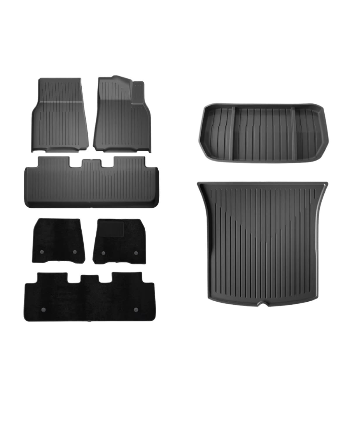 Boot Mat Für Teslaes Für Modell 3 Für Modell Für Y TPE wasserdichte Tragen-beständig Fuß Pad Auto Modifikation Zubehör Vorne Und Hinten Stamm Matte Kofferraummatte(My RHD 8pcs) von NBHGFF