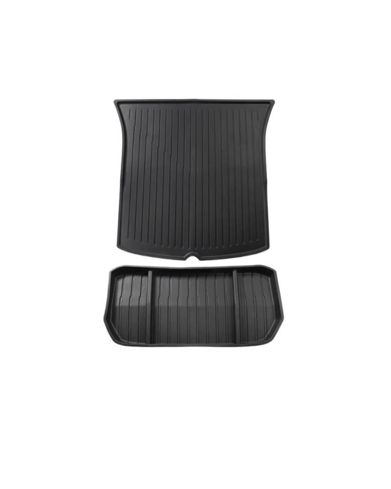 Boot Mat Für Teslaes Für Modell 3 Für Modell Für Y TPE wasserdichte Tragen-beständig Fuß Pad Auto Modifikation Zubehör Vorne Und Hinten Stamm Matte Kofferraummatte(My Trunk mat 2pcs) von NBHGFF