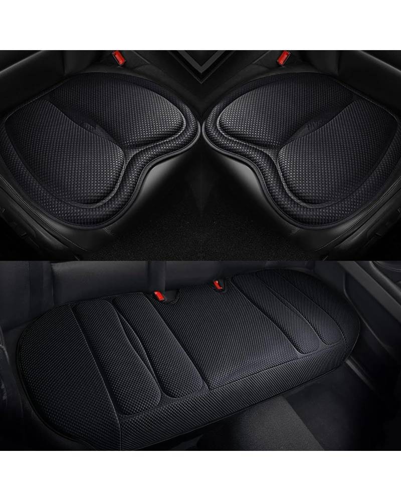 NBHGFF Auto Sitzauflagen 3D-Autositzbezug Atmungsaktives Sitzkissen Verdickt Weich rutschfest Massage-Pad Für Bürostuhl Universell Für Die Meisten Autos Sitzbezüge Sitzauflagen(-02-Black 3pcs) von NBHGFF