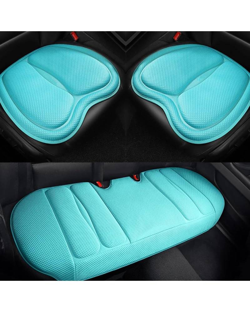 NBHGFF Auto Sitzauflagen 3D-Autositzbezug Atmungsaktives Sitzkissen Verdickt Weich rutschfest Massage-Pad Für Bürostuhl Universell Für Die Meisten Autos Sitzbezüge Sitzauflagen(-O4-Light Blue 3pcs) von NBHGFF