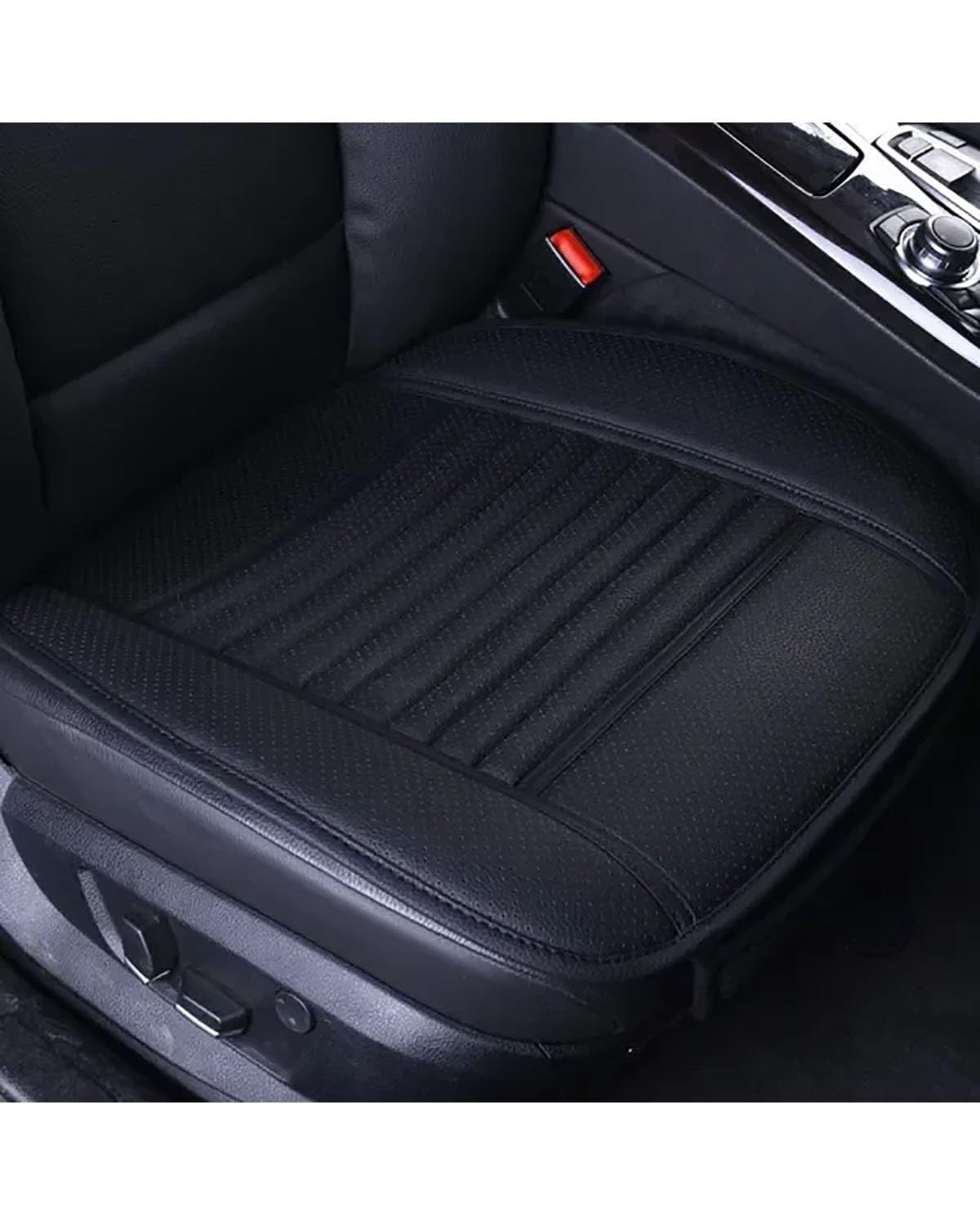 NBHGFF Auto Sitzauflagen Auto Sitzbezug PU Leder Autos Sitzkissen Autos Seat Protector Universal Auto Stuhl Pad Matte Auto Zubehör Auto Styling Sitzbezüge Sitzauflagen(-01-Front Black line 1pc) von NBHGFF