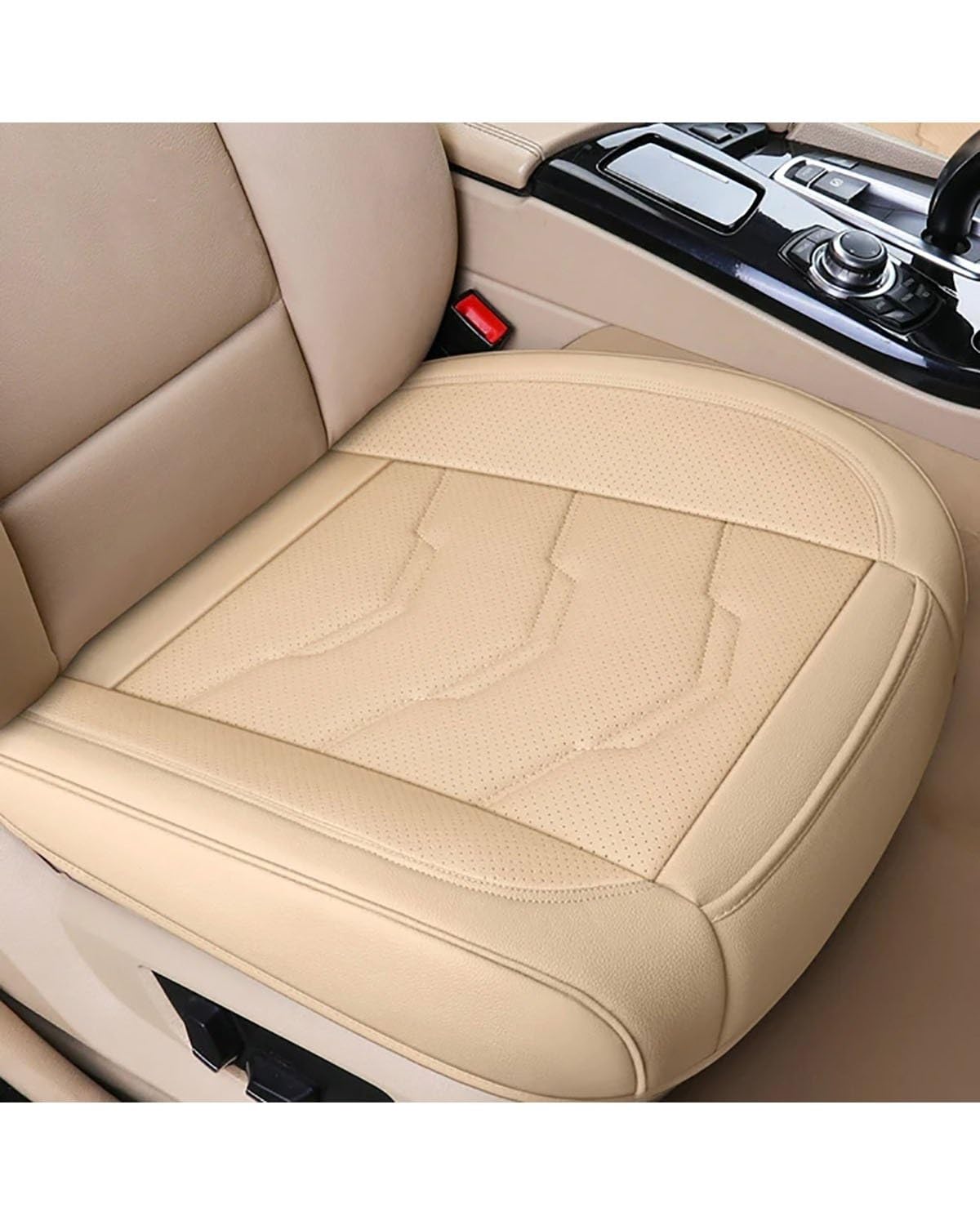 NBHGFF Auto Sitzauflagen Autositzbezug PU-Leder Sitzkissenbezüge Universal Auto Innenschutz Pad Matte Vier-Jahreszeiten-Autozubehör Sitzbezüge Sitzauflagen(-03-1pc Front beige) von NBHGFF