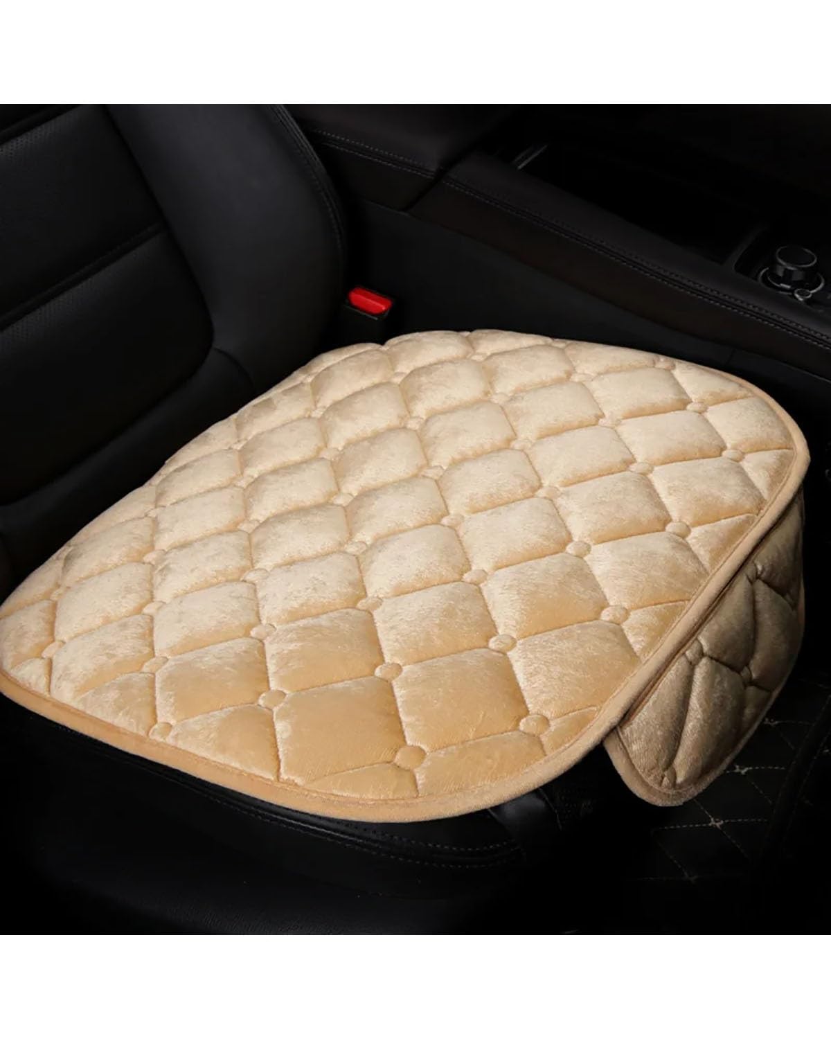 NBHGFF Auto Sitzauflagen Für Alle Fahrzeuge Auto-Vordersitz 1 Stück Warmer Plüsch-Autositzbezug Kissen Anti-Rutsch Universal-Sitz Atmungsaktives Pad Sitzbezüge Sitzauflagen(-02-1pcs Front beige) von NBHGFF