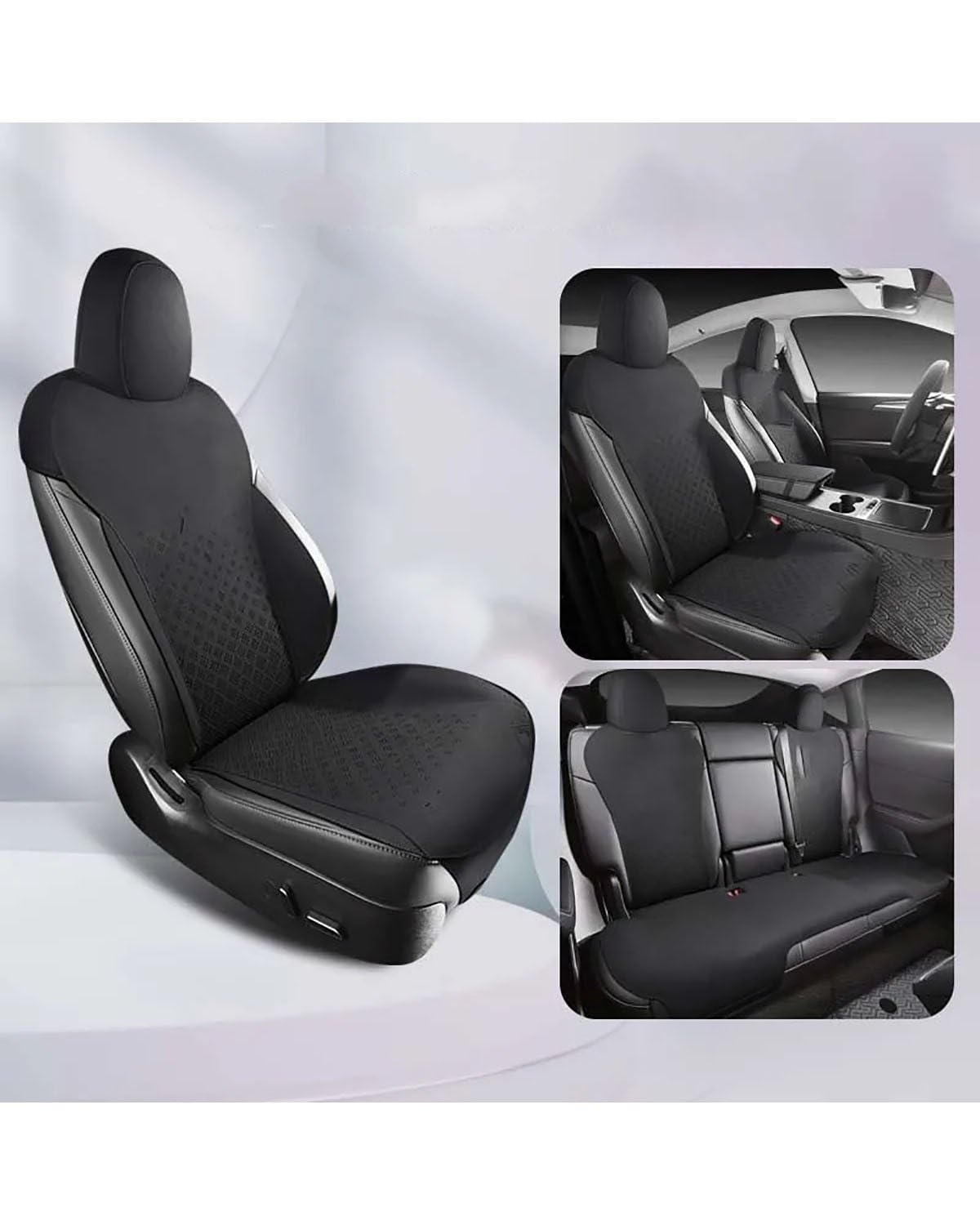 NBHGFF Auto Sitzauflagen Für Teslaes Für Modell 3 2019 2020 2021 2022 2023 Custom Fit Autozubehör Wildleder Sattel Sitzkissen Pad Halb Bedeckt Sitzbezüge Sitzauflagen(-01-Standard Color 1) von NBHGFF