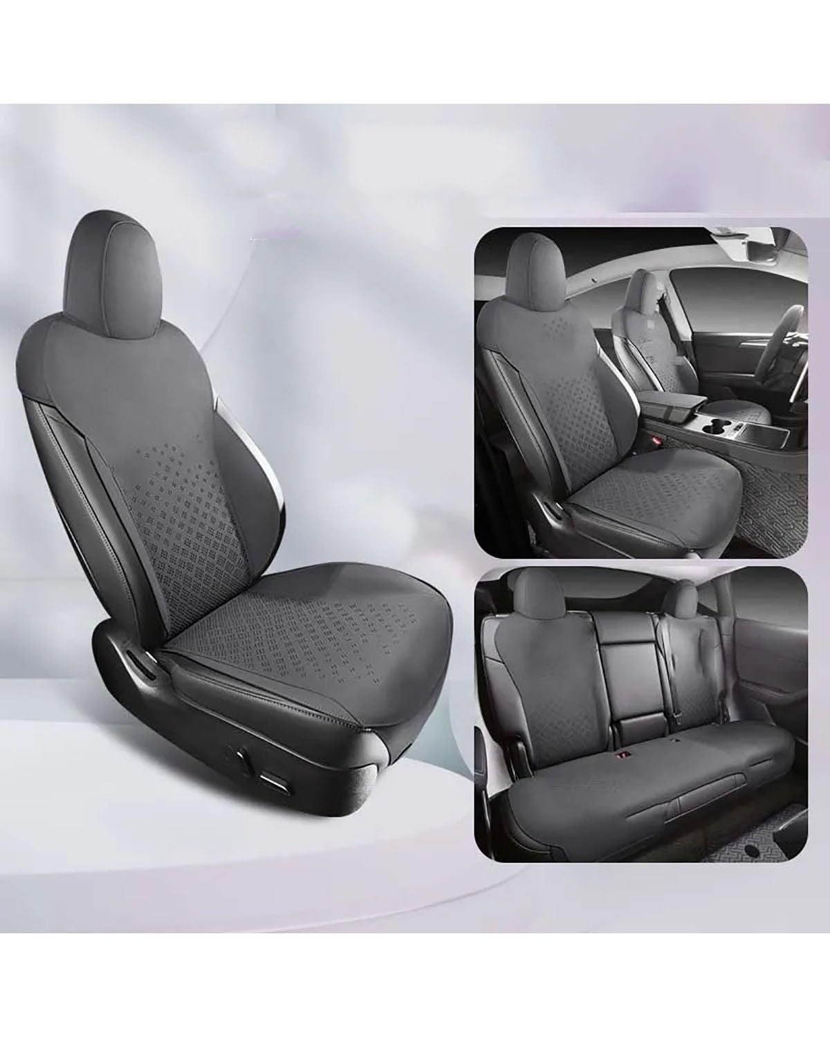 NBHGFF Auto Sitzauflagen Für Teslaes Für Modell 3 2019 2020 2021 2022 2023 Custom Fit Autozubehör Wildleder Sattel Sitzkissen Pad Halb Bedeckt Sitzbezüge Sitzauflagen(-03-Standard Color 3) von NBHGFF